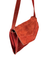 VINTAGE 60s 70s CHERRY RED SUEDE LEATHER MOD SOFT MINI SHOULDER FLAP BAG