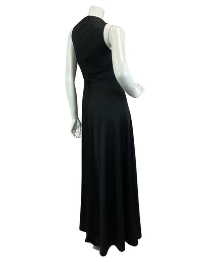 VINTAGE 60s 70s BLACK CROSS FRONT STRAPLESS PARTY BOHO FOLK  MAXI DRESS 6