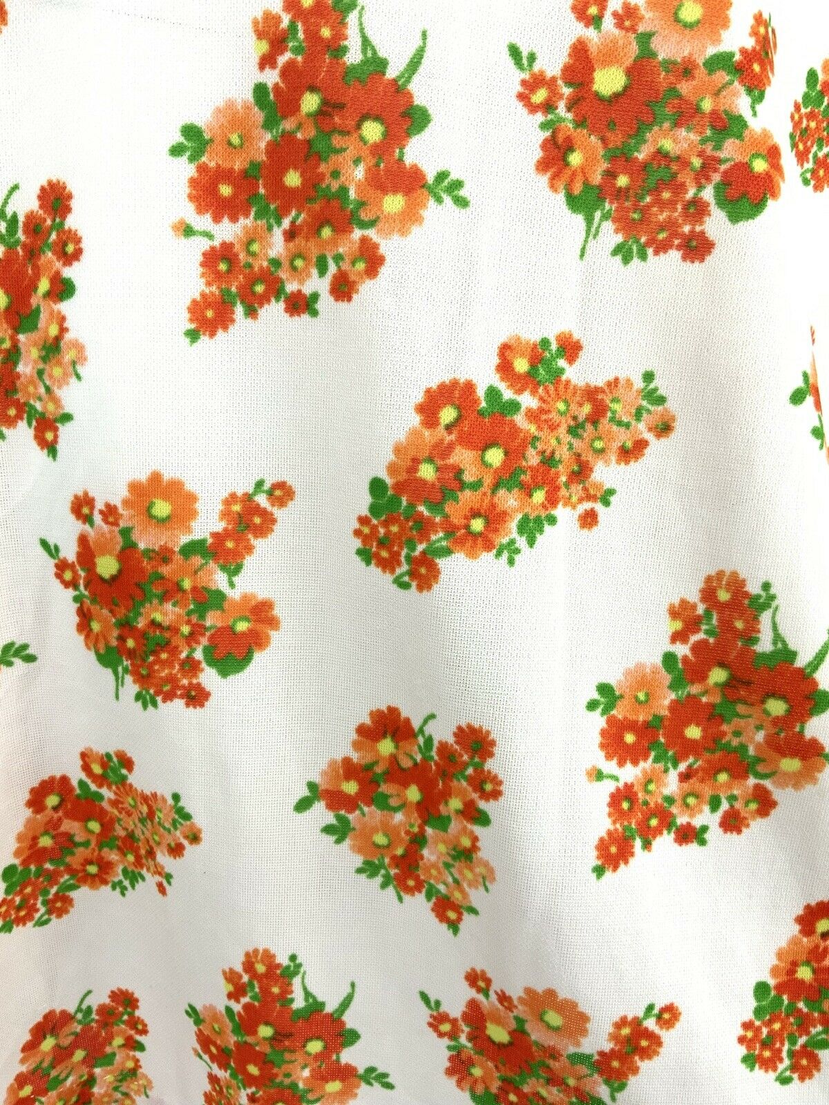 VINTAGE 60s 70s WHITE ORANGE YELLOW RED FLORAL SWING DRESS 10