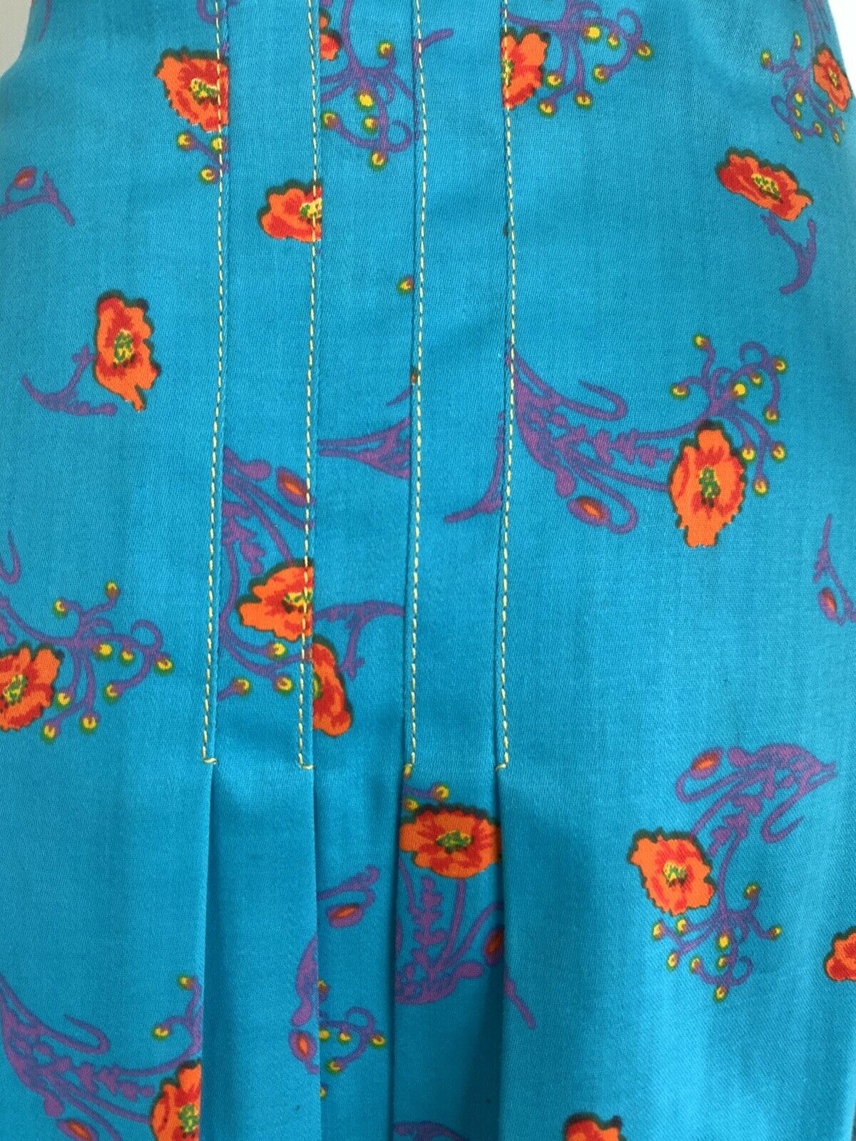 VTG 60s 70s BETTY BARCLAY BLUE ORANGE PURPLE FLORAL PLEATED MINI SKIRT 4