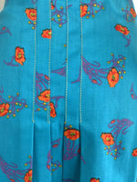 VTG 60s 70s BETTY BARCLAY BLUE ORANGE PURPLE FLORAL PLEATED MINI SKIRT 4