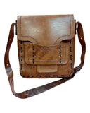 VINTAGE 60s 70s TOFFEE BROWN BOHO MOD MESSENGER SHOULDER BAG