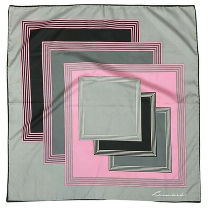 VTG 60s 70s GREY BLACK PINK GEOMETRIC SQUARE LEONARD PARIS SIGNATURE SCARF