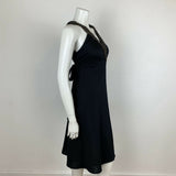 VINTAGE 70S BLACK GOLD BEADED HALTER NECK DRESS 6 8