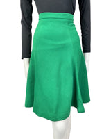 VINTAGE 60s 70s BRIGHT APPLE GREEN MOD SWING KNEE-LENGTH SKIRT 6