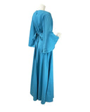 VINTAGE 60s 70s BRIGHT BLUE FLARED SLEEVE ELEGANT GOWN MAXI DRESS 8 10