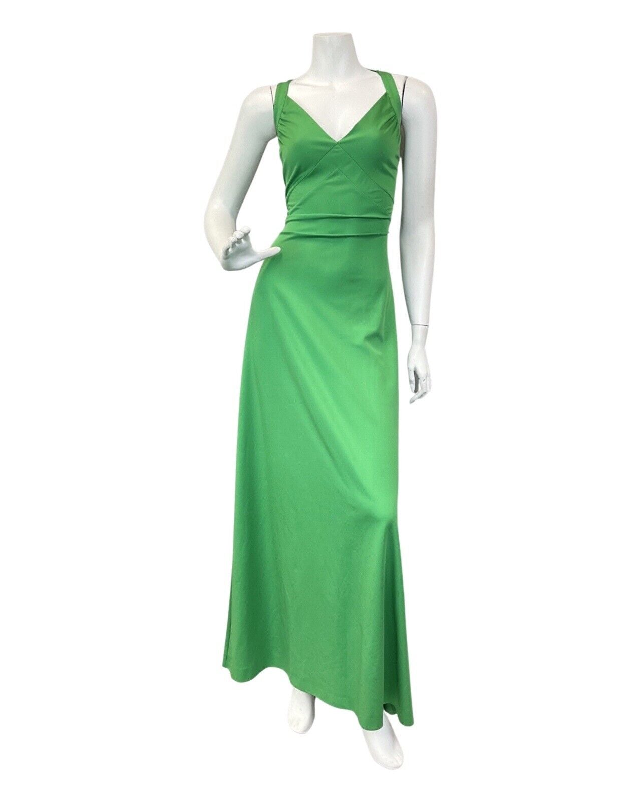 VINTAGE 60s 70s APPLE GREEN ELGANT PARTY SLEEVELESS MAXI GOWN 10