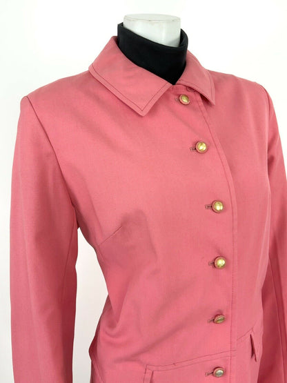 VINTAGE 60s SALMON PINK GOLD OVERSIZED BOX CHESTERFIELD SWING COAT 14 16