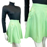 VINTAGE 60s 70s MINT GREEN CREAM MOD MINI A-LINE SKIRT 4