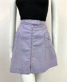 VINTAGE 60s 70s LILAC PURPLE SILVER ZIP-UP MOD A-LINE MINI SKIRT 8 10