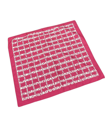 VINTAGE 60s 70s HOT PINK WHITE GRID CHECKED MOD SQUARE SCARF