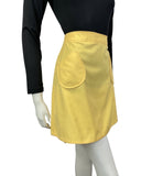 VINTAGE 60s 70s PALE YELLOW MOD A-LINE MINI SKIRT 8