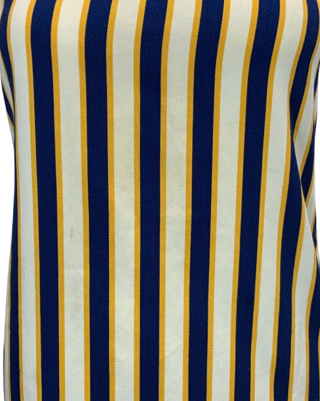 VINTAGE 60s 70s NAVY BLUE YELLOW CREAM STRIPED MINI DRESS 8