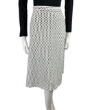 VINTAGE 70s WHITE BLACK POLKA-DOT MIDI SWING SKIRT 6