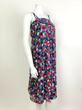 VTG 70s 80s BLUE GREEN PINK DOTTY STRAPPY FLOATY SUMMER TENT DRESS 6 8