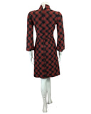 VINTAGE 60s 70s BLACK RED CHECKED TARTAN MOD PARTY MINI DRESS 8