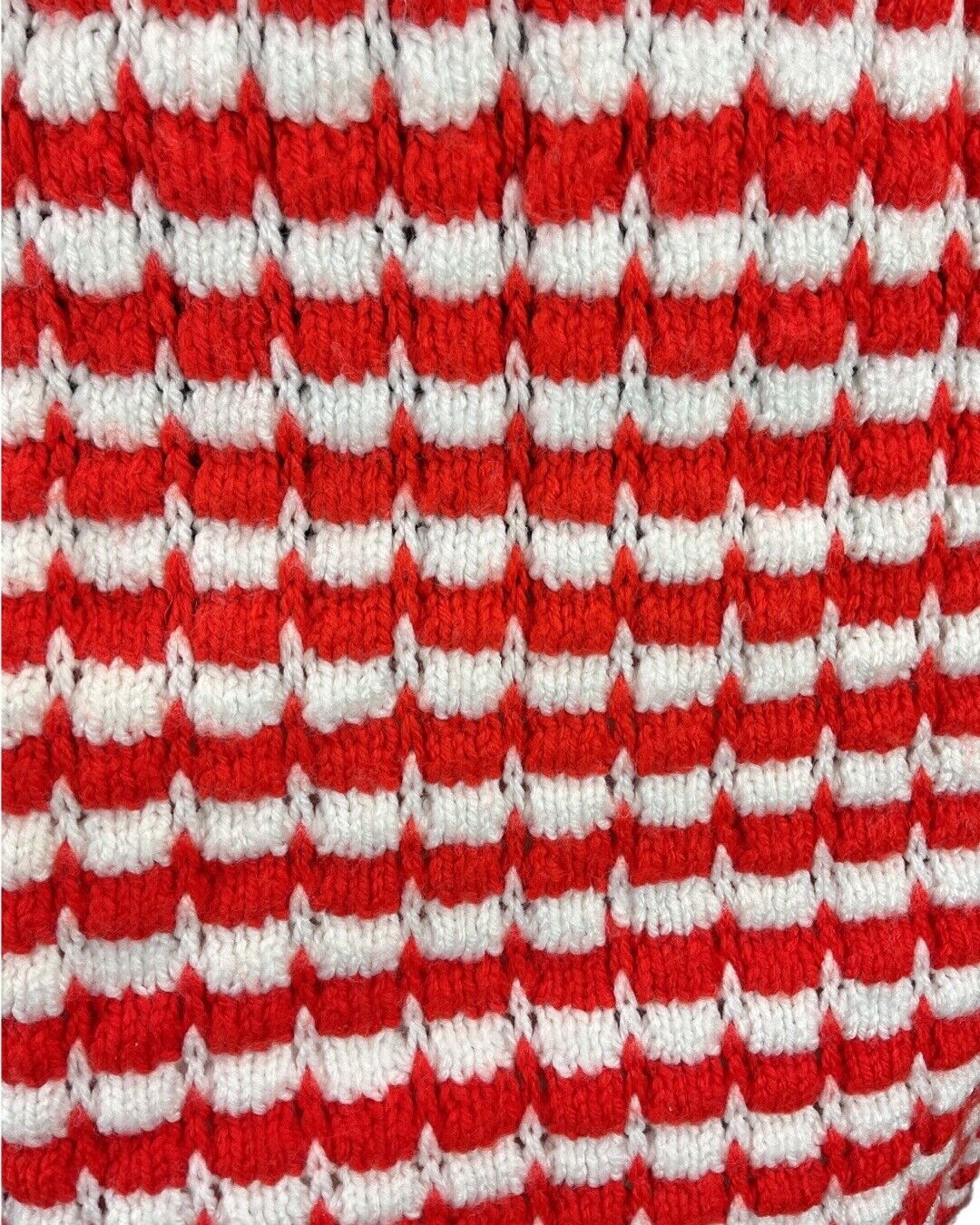 VINTAGE 60s RED WHITE STRIPED KNITTED MOD KITSCH BODYCON SKIRT 8 10