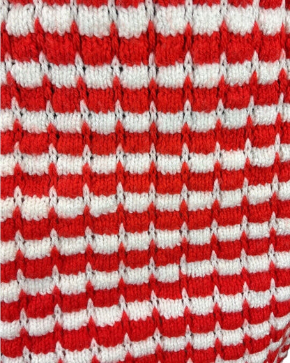 VINTAGE 60s RED WHITE STRIPED KNITTED MOD KITSCH BODYCON SKIRT 8 10