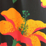 STUNNING VTG 60S 70S BLACK ORANGE RED PSYCHEDLIC FLOWER MAXI DRESS 10