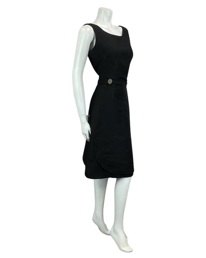 VINTAGE 60s 70s BLACK A-LINE MOD MINI PARTY CHRISTMAS EVENING DRESS 12