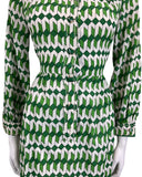 VINTAGE 60s 70s WHITE GREEN ABSTRACT PRINT MOD DISCO PARTY DRESS 10 12