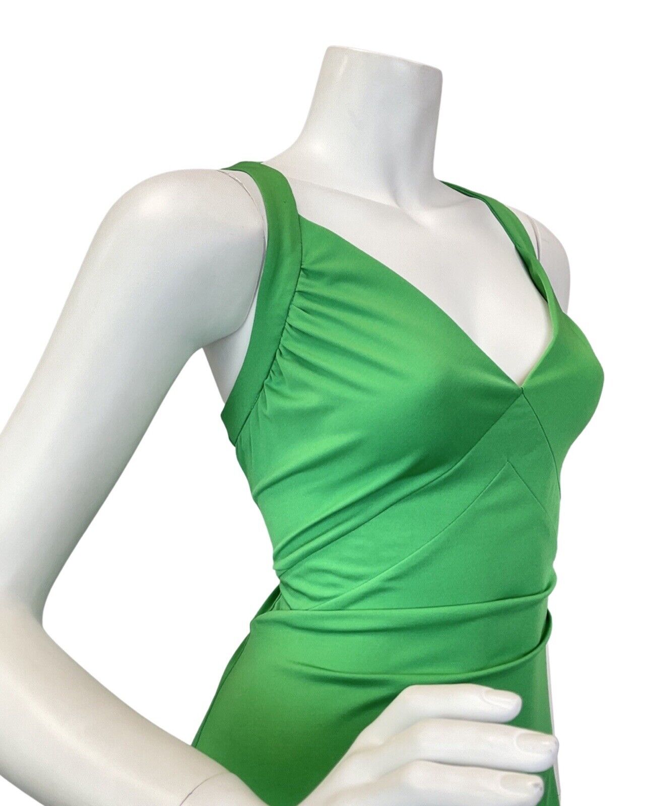 VINTAGE 60s 70s APPLE GREEN ELGANT PARTY SLEEVELESS MAXI GOWN 10