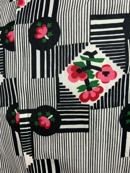 VINTAGE 60s 70s WHITE BLACK RED PINK STRIPED FLORAL WING COLLAR SHIRT TOP 6 8 10