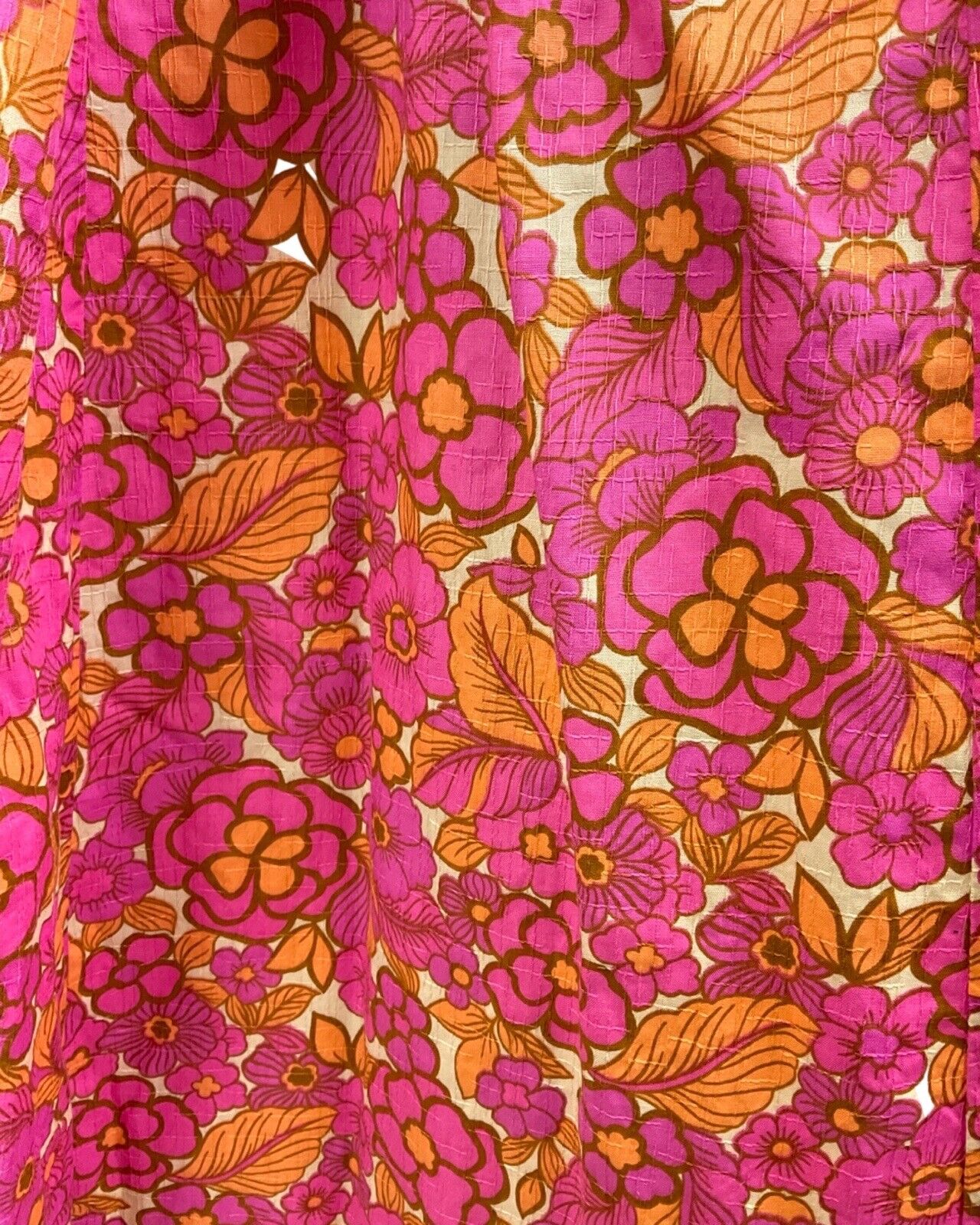 VINTAGE 60s 70s PINK GOLD ORANGE PSYCHEDELIC FLOWER FLOUNCE MOD MAXI DRESS 8 10