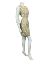 VINTAGE 60s 70s GOLD WHITE MESH MOD MINI PARTY CHRISTMAS EVENING DRESS 10