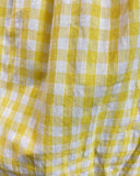 VINTAGE 50s 60s LEMON YELLOW WHITE GINGHAM CHECKED PLEATED SWING SUMMER DRESS 6