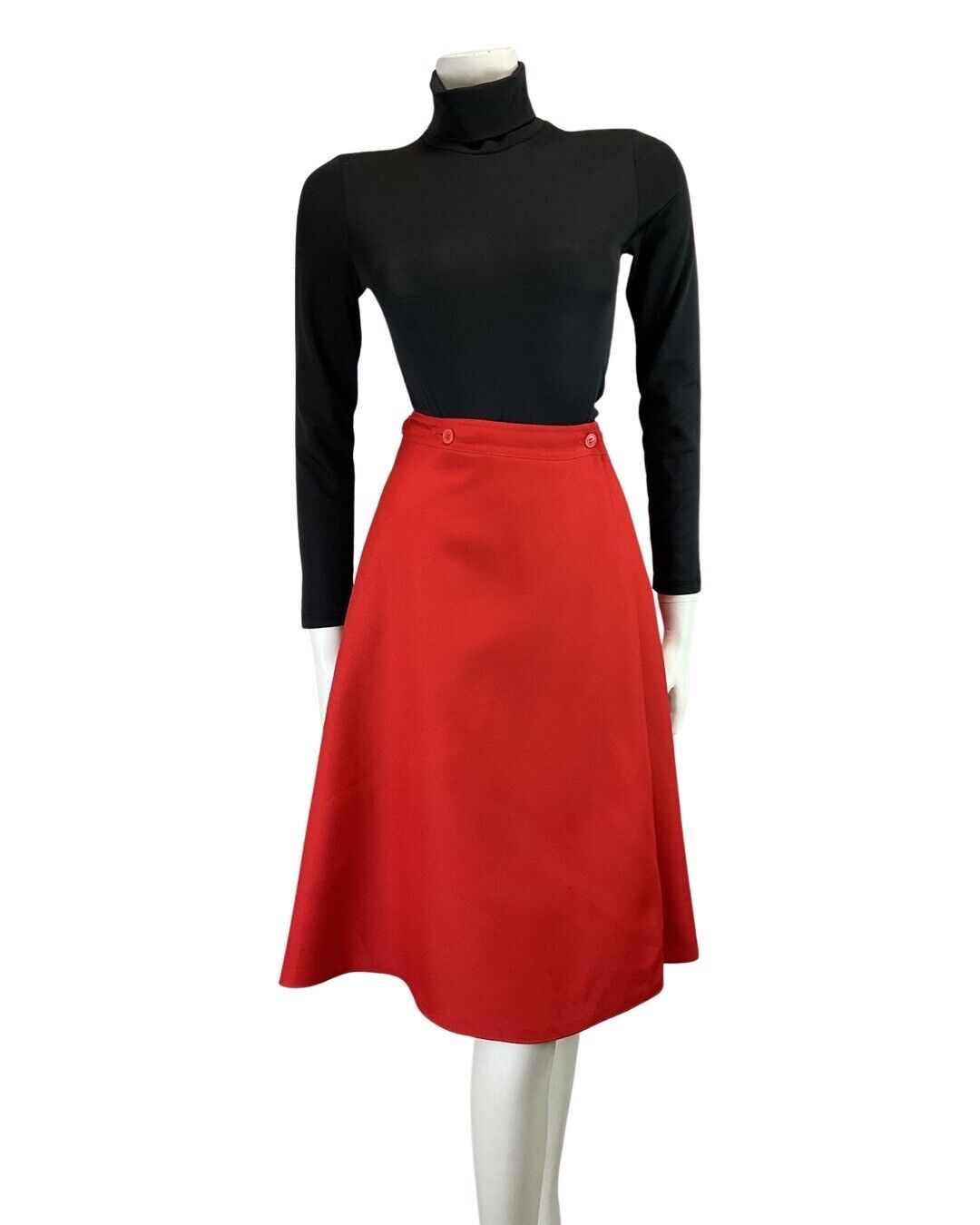 VINTAGE 60s 70s PILLARBOX RED MOD KNEE LENGTH WRAP SKIRT 8 10