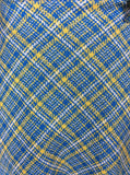 VTG 70s BLUE YELLOW WHITE CHECKED FULL SWING SKIRT SZ 8