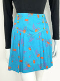 VTG 60s 70s BETTY BARCLAY BLUE ORANGE PURPLE FLORAL PLEATED MINI SKIRT 4