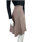 VINTAGE 60s 70s PURPLE MAROON WHITE TWEED BOUCLE WOOL FLARED MIDI SKIRT 8