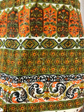 VTG 60s 70s GREEN ORANGE BROWN WHITE FLORAL ORNATE MANDALA SUMMER DRESS 14 16