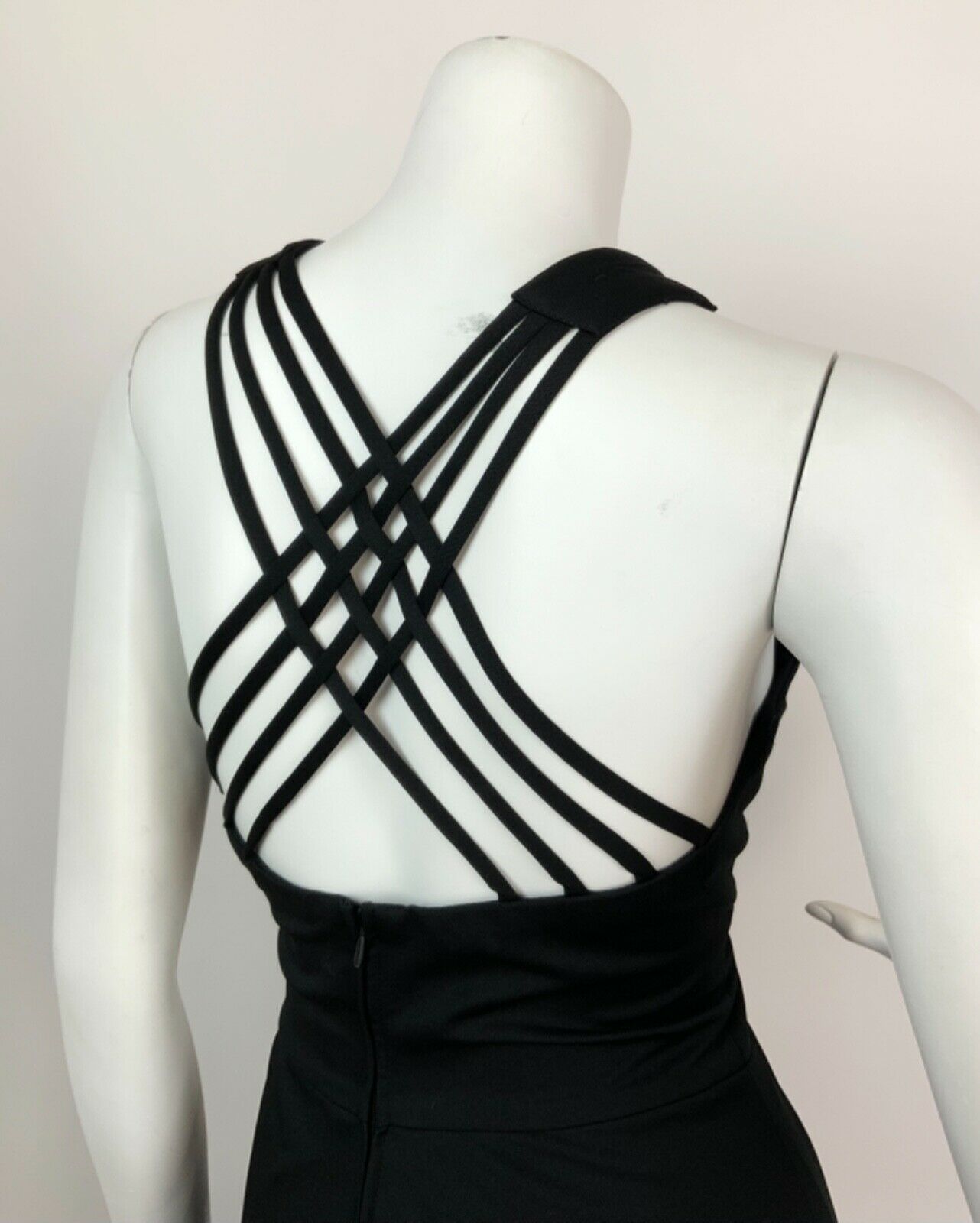 VINTAGE 60s 70s BLACK STRAPPY DISCO STUDIO 54 GLAM MAXI DRESS 8 10