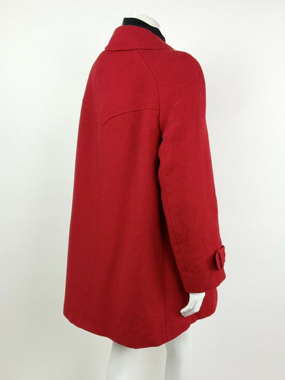 VINTAGE 60s 70s PILLARBOX RED SWING FLARED WOOL COAT 10 12 14