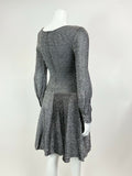 VINTAGE 60s 70s SILVER GLITTER LUREX STUDIO 54 PARTY DISCO MOD SKATER DRESS 6 8