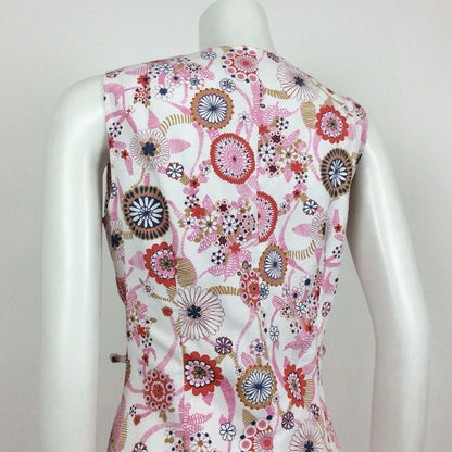 60S VINTAGE WHITE PINK PURPLE FLORAL MIDI DRESS 10