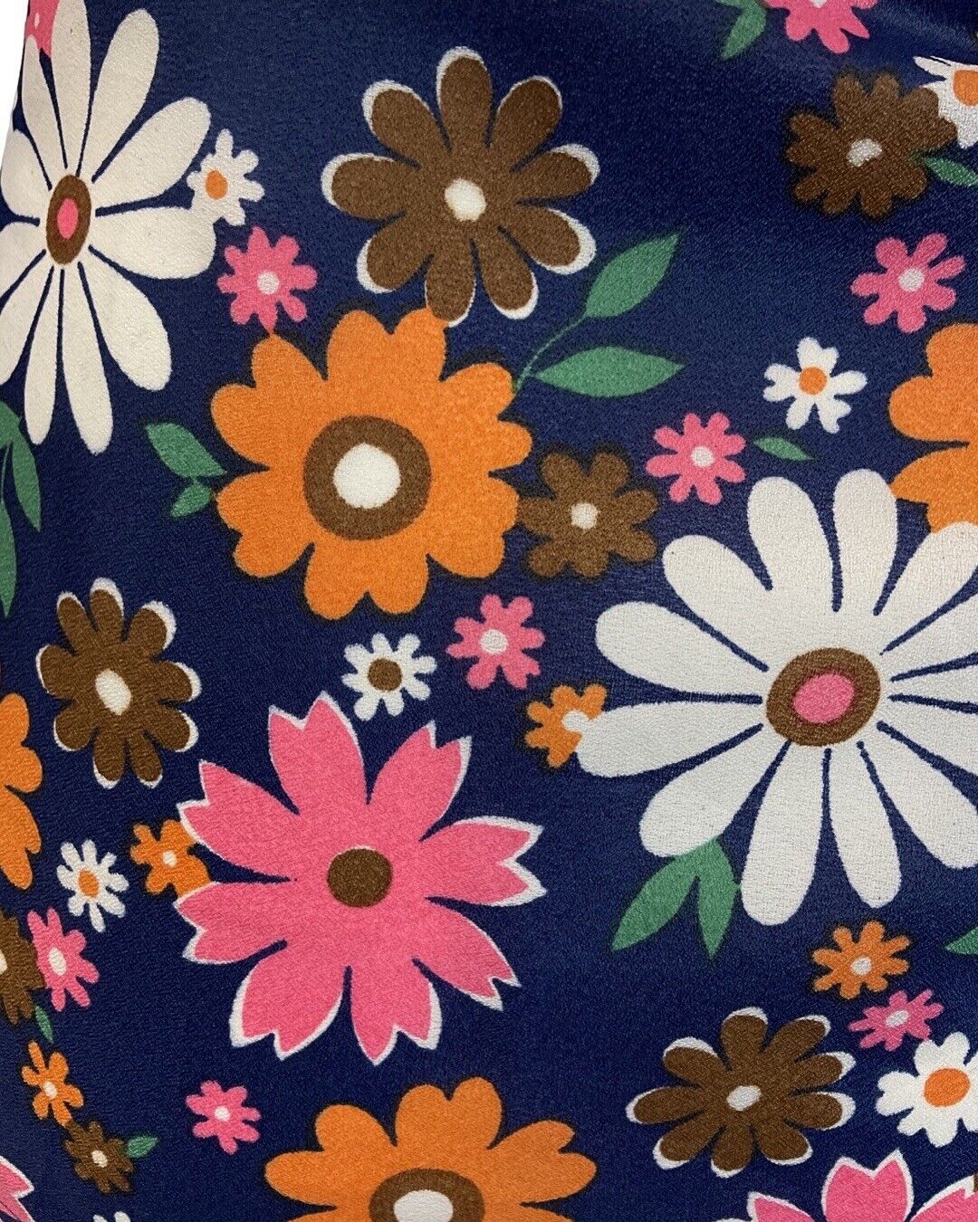 VINTAGE 60s 70s BLUE PINK ORANGE DAISY FLOWER POWER DAGGER SHIRT DRESS 10