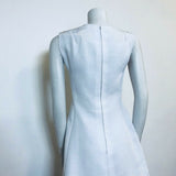 VINTAGE 1960S WHITE GOLD MOD MINI SHIFT DRESS 8 10