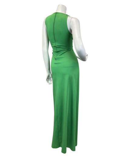 VINTAGE 60s 70s APPLE GREEN ELGANT PARTY SLEEVELESS MAXI GOWN 10