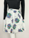 VTG 60s 70s WHITE BLUE GREEN RED FLORAL PSYCHEDELIC CIRCLE SKIRT 8