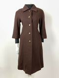VINTAGE 60s 70s BROWN GOLD MOD CROPPED SLEEVE SWING COAT 10 12