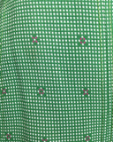 VINTAGE 60s 70s APPLE GREEN WHITE PINK GRID CHECKED GEOMETRIC PLEATED SKIRT 8