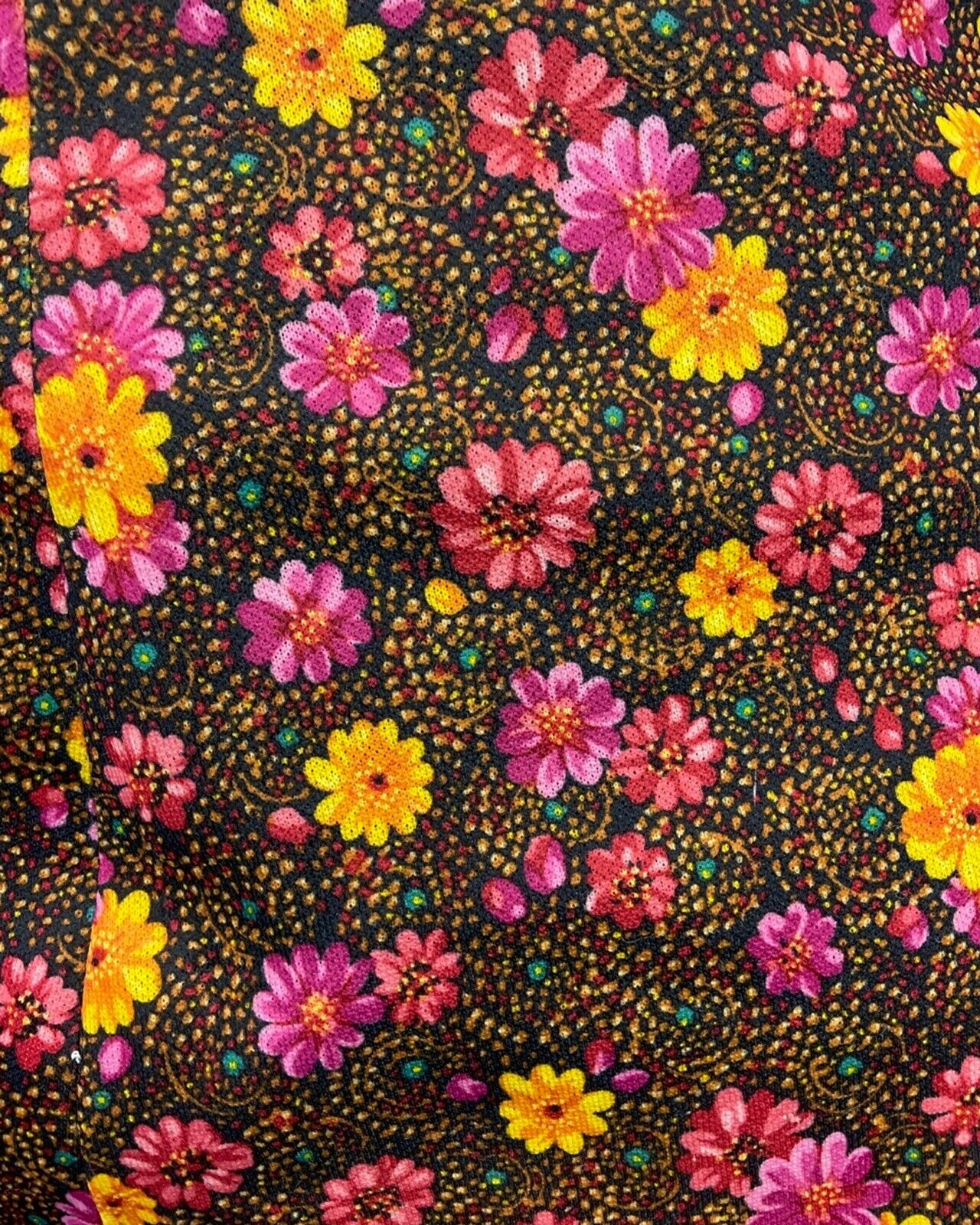 VINTAGE 60s 70s BROWN PINK YELLOW DOTTY FLORAL A-LINE SHORT SKIRT 8 10