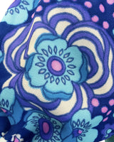 VINTAGE 60s 70s BABY BLUE NAVY PURPLE DAISY FLOWER PUFF SLEEVE MAXI DRESS 6 8