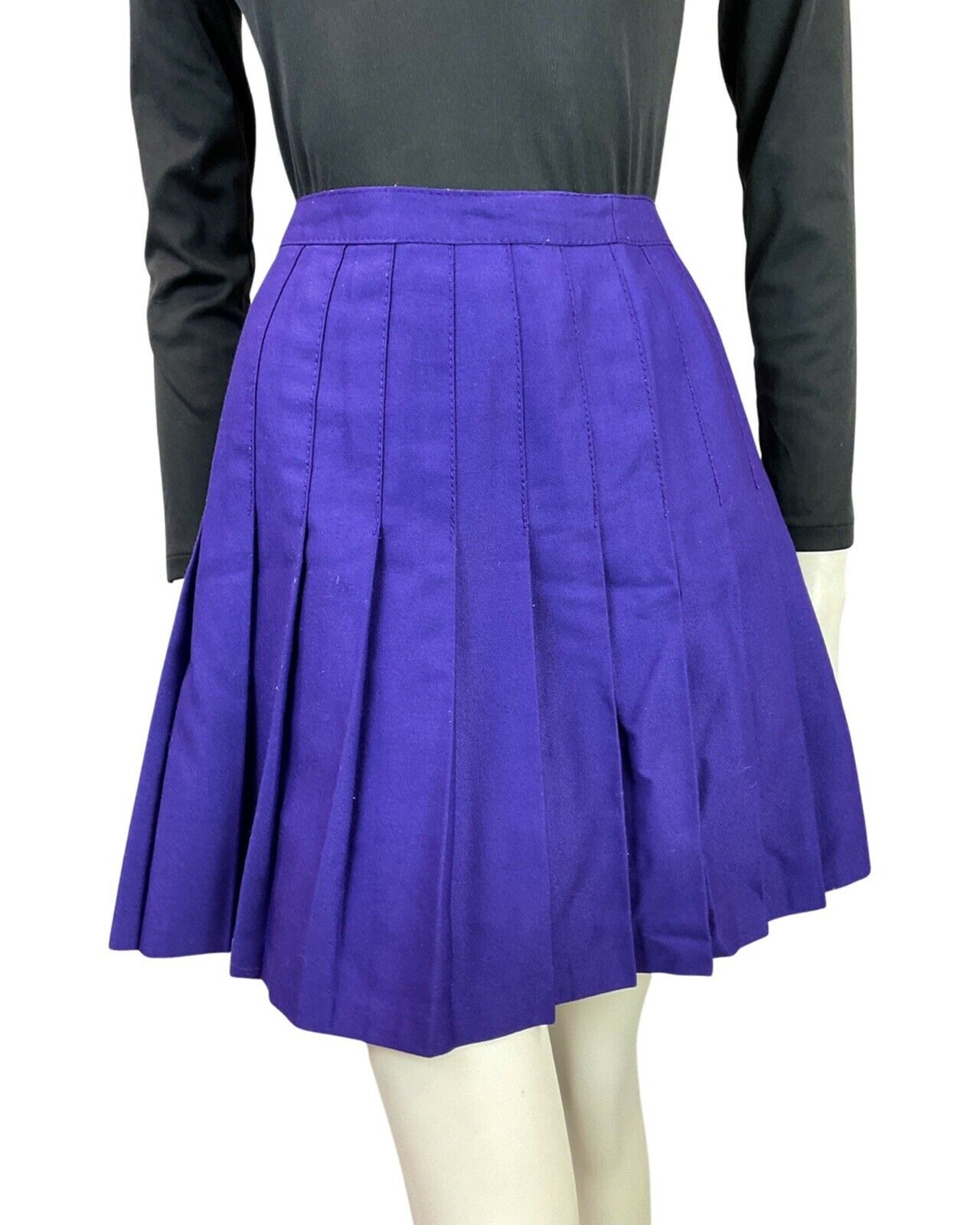 VINTAGE 60s 70s VIOLET PURPLE PLEATED MOD MINI SHORT SKIRT 8 10