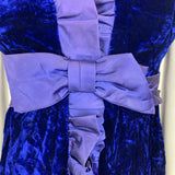 VINTAGE 60S BLUE PURPLE CRUSHED VELVET TAFETTA BOW PARTY DRESS 6