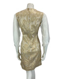 VINTAGE 60s 70s GOLD WHITE MESH MOD MINI PARTY CHRISTMAS EVENING DRESS 10